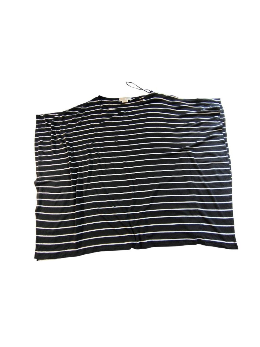Michael  Kors Womens Black & White Striped Oversized Top L Batwing-style sleeves